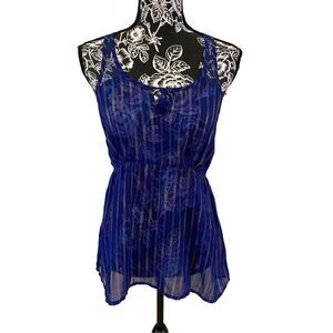 Aeropostale Striped Semi Sheer Tank Top Racerback